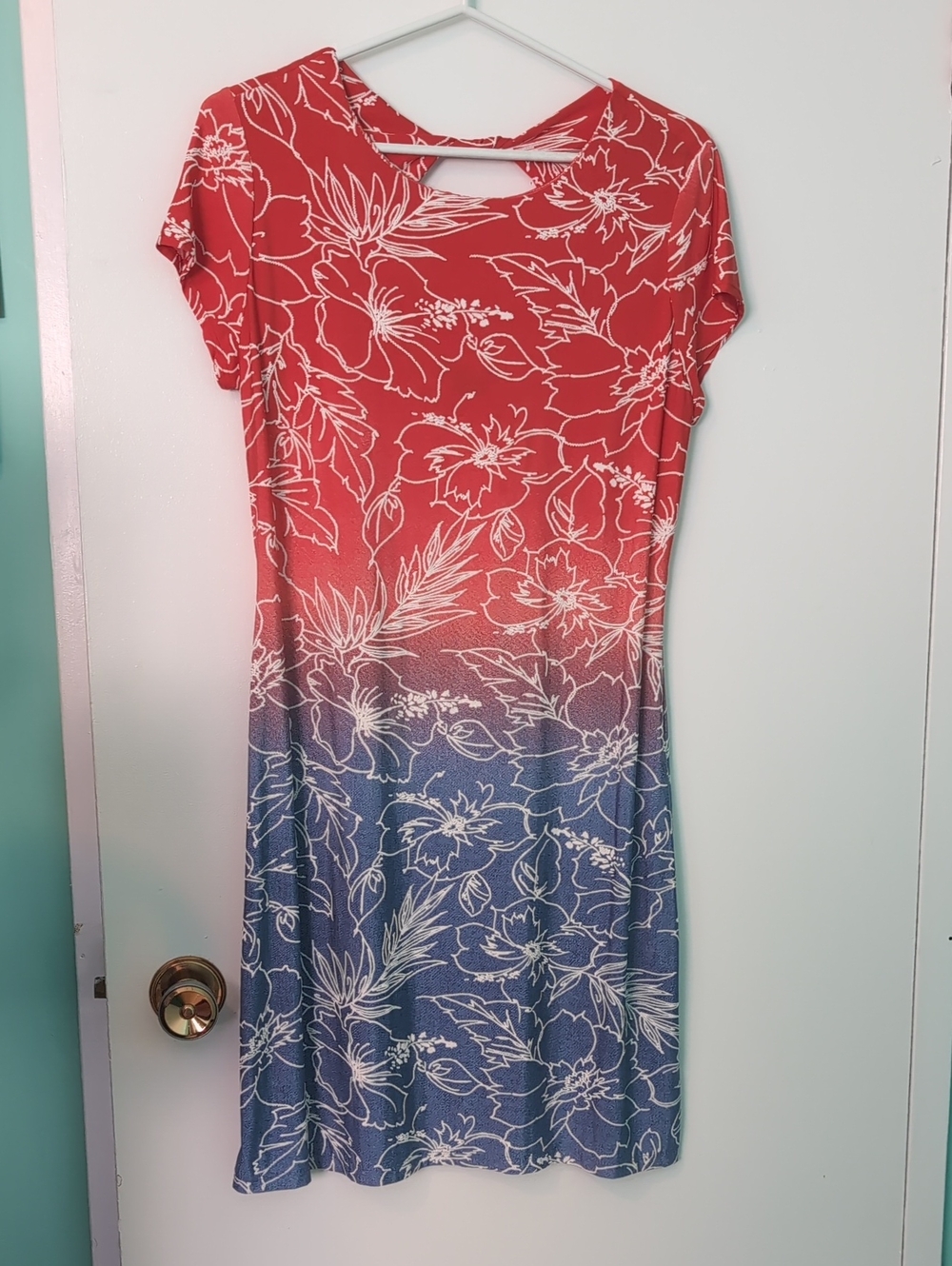 San Francisco Red to Blue Ombre Floral Dress